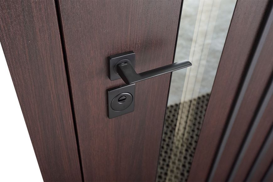 Двері вхідні з терморозривом Avenue Termix ABWEHR, (860/960х2050 мм), Lampre Венге темний + вулична плівка Біла 1503 фото