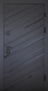 Двері вхідні в квартиру Rain Megapolis MG3 ABWEHR, (860/960х2050 мм), Чорна шагрень + Білий супермат 1414 фото