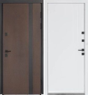 Двері вхідні в будинок Булат Термо House (950х2050 мм, 850х2050 мм), 710/265, Венге темний/Білий атласний 0101 фото
